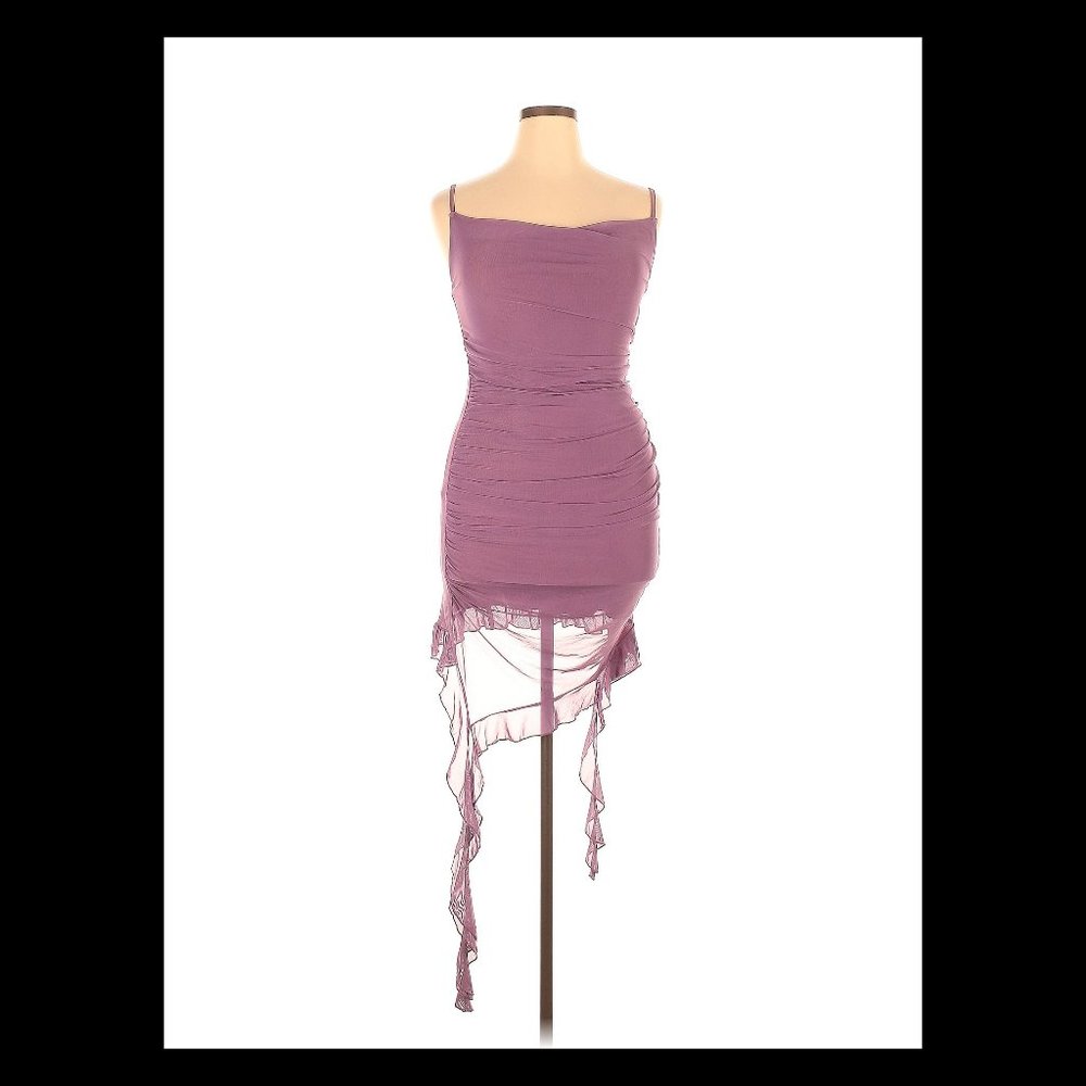 Cider Purple Sleeveless Mesh Ruched Party Dress Size XL NWT